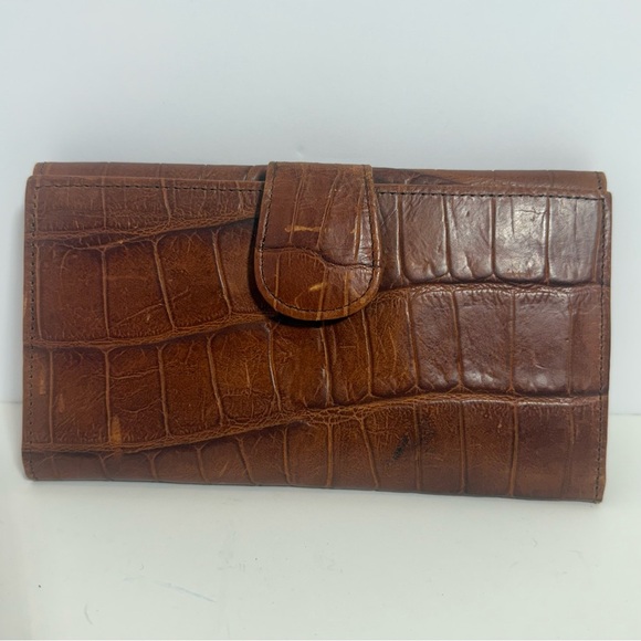 BRIGHTON WALLET Brown Leather Large Organizer Clutch Silver Brown Classic - Picture 2 of 7